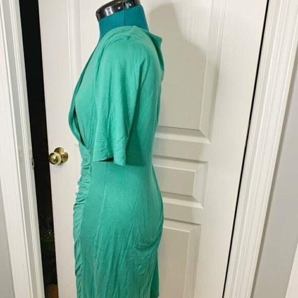 Boden Ruth Faux Wrap Ruched V Neck Casual Half Sleeve Midi Knit Stretch Dress - Picture 5 of 9